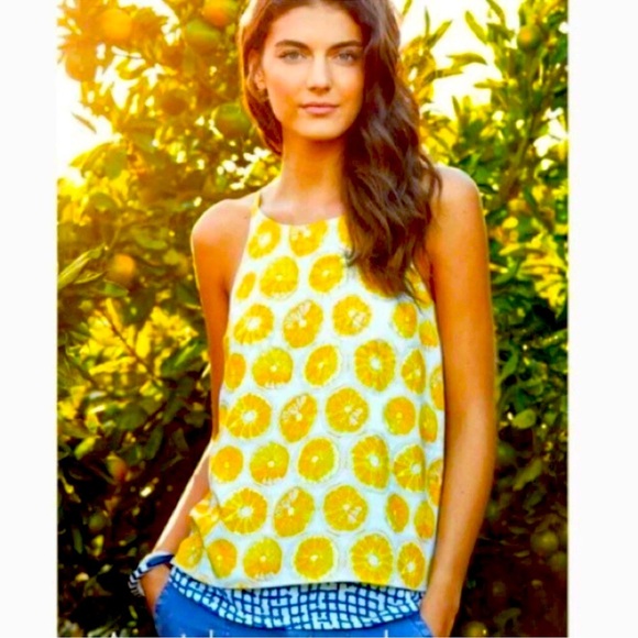 Anthropologie Tops - Anthropologie Porridge Citrus Print Layered Tank Top XS